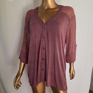 Gypsy 05 Mauve Button-Front Tunic Blouse